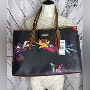 NWT Dana Buchman Danny Shopper Tote Floral Black
